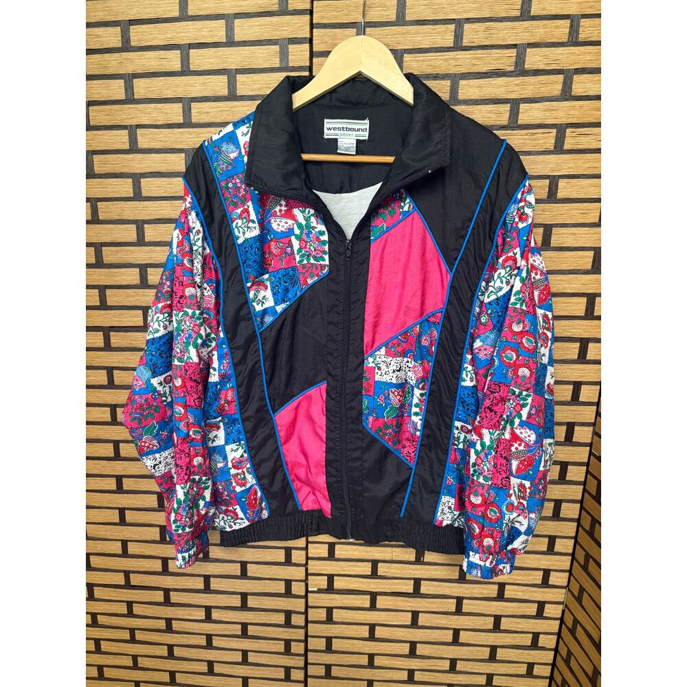 Westbound Sport Pink And‎ Black Floral Jacket Size Large